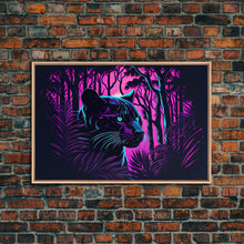 Load image into Gallery viewer, Vaporwave art,  framed canvas print, Jungle Panther synthwave portrait
