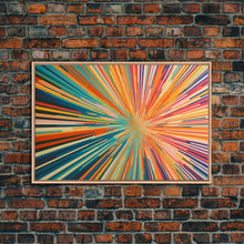 Load image into Gallery viewer, MCM Mid Century Modern Retro Canvas Print Mid Century Wall Art Large Wall Art Geometric Art in Teal Coral and Yellow "Light Speed Tunnel"
