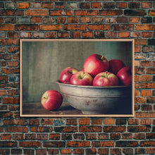 Cargar imagen en el visor de la galería, Farmhouse Kitchen Art, Framed Canvas Print, Still Life of Apples In A Rustic Bowl, Photography Print, Kitchen Decor, Rustic Country Kitchen
