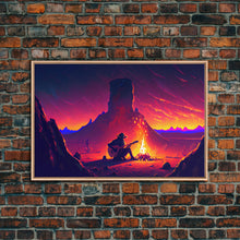 Carregar imagem no visualizador da galeria, Campfire Songs, Retrowave style art, framed canvas print, synthwave art
