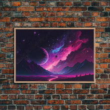 Carregar imagem no visualizador da galeria, Alien Planet Fantasy Landscape Mountains Pink Voilet Fine Art Print, Wall Art Print, Wall Poster, Wall Décor
