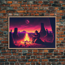 Carregar imagem no visualizador da galeria, Campfire Songs, Retrowave style art, framed canvas print, synthwave art

