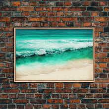 Carregar imagem no visualizador da galeria, Canvas Print, Painting of Emerald Green Waves, Framed Canvas Art, whimsical ocean art, framed wall art
