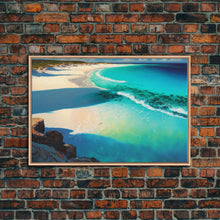 Carregar imagem no visualizador da galeria, Bird&#39;s Eye View Of a Tropical Beach, Framed Canvas Print, Lake House Art, Modern Farmhouse Decor
