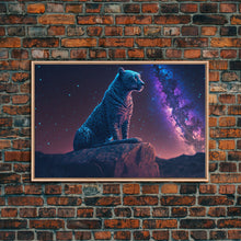 Load image into Gallery viewer, Synthwave Animal Prints, Cheetah and a starry night sky, framed canvas print, cute animal art
