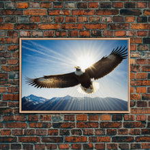 Carregar imagem no visualizador da galeria, Bald Eagle in a Mountain Clouds Canvas Wall Art Design, Framed Canvas Print Decor for Home &amp; Office Decoration, CANVAS READY to Hang
