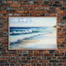Load image into Gallery viewer, framed ocean art, beach wall art, framed wall art, living room wall decor, abstract landscape art, framed canvas print
