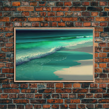 Carregar imagem no visualizador da galeria, Canvas Print, Painting of Emerald Green Waves, Framed Canvas Art
