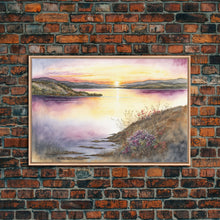 Cargar imagen en el visor de la galería, Flower Watercolor Painting, Beautiful thin brush stroke watercolor landscape, framed canvas print, living room art
