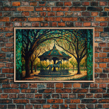 Load image into Gallery viewer, Framed Canvas Print, Painting of a Vintage carousel, Stained Glass Style Wall Art
