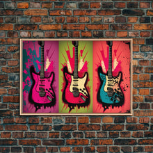 Load image into Gallery viewer, Electric Guitar Pop Art, Instrument Drawings, Framed Canvas Print, Pop Art, Graffiti Splatter Art, Large Living Room Wall Decorr
