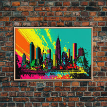 Cargar imagen en el visor de la galería, Chicago City Skyline Graffiti Art, Framed Canvas Print, Large Office Wall Decor, Huge Living Room Art
