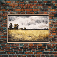 Load image into Gallery viewer, Early American Style Landscape Art | Primitive Farmhouse Decor | Framed Canvas Print | Wall Art | Wall Decor | Office Art | Muted Art
