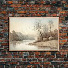 Load image into Gallery viewer, Farmhouse Wall Art, Retro / Vintage Style Landscape, Framed Canvas Print, Boho Style Minimalist Art, Framed Wall Art
