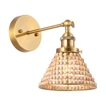 Load image into Gallery viewer, 1-Light Modern Golden Wall Scone Light with Wooden Beads
