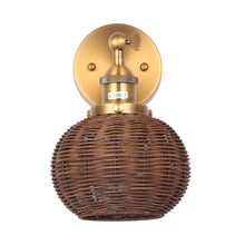 Load image into Gallery viewer, 1-Light Traditional Rattan Golden Wall Sconce Light
