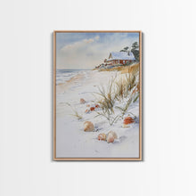 Cargar imagen en el visor de la galería, Christmas On A Snow Capped Beach, Wood Framed Wall Art, Rustic Christmas Decor, Tropical / nautical Christmas Art
