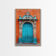 Cargar imagen en el visor de la galería, Change1 Mexican Wall Art, Colorful Mexican Door Architecture Painting Framed Canvas Print, Traditional Hacienda Architecture, Ready To Hang
