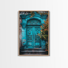 Cargar imagen en el visor de la galería, Change23 Mexican Wall Art, Colorful Mexican Door Architecture Painting Framed Canvas Print, Traditional Hacienda Architecture, Ready To Hang
