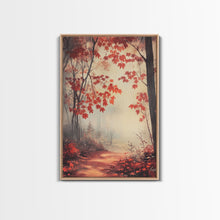 Load image into Gallery viewer, Framed Canvas Print of Autumn Path with Fall Leaves, Seasonal Wall Art, Modern Farmhouse, Gift Idea, Rustic Fall Decor, Autumn Landscape
