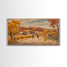 Load image into Gallery viewer, Framed Canvas Print Autumn Cowboy Riders in Fall Colors, Perfect Autumn Decor, Rustic Western Wall Art, and Seasonal Fall Wall Print
