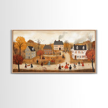 Carregar imagem no visualizador da galeria, Autumn Harvest Village Scene Framed Canvas Print - Cozy Fall Decor and Seasonal Wall Art with Country Charm and Autumn Ambiance
