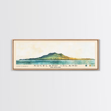 Load image into Gallery viewer, Auckland Island, New Zealand Watercolor Print, Vacation Gift, New Zealand Wall Art, Beach Painting, Beach Decor, Large Wall Art, Wood Frame Art
