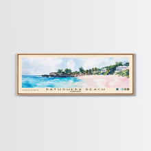Load image into Gallery viewer, Bathsheba Beach, Barbados Watercolor Print, Vacation Gift, Barbados Wall Art, Beach Painting, Beach Decor, Large Wall Art, Wood Frame Art
