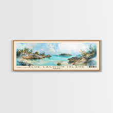 Load image into Gallery viewer, Blue Lagoon Island, Bahamas Watercolor Print, Vacation Gift, Bahamas Wall Art, Beach Painting, Beach Decor, Large Wall Art, Wood Frame Art
