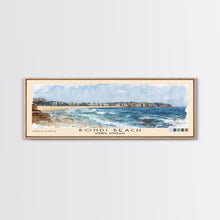 Load image into Gallery viewer, Bondi Beach, Sydney, Australia Watercolor Print, Vacation Gift, Sydney, Australia Wall Art, Beach Painting, Beach Decor, Large Wall Art, Wood Frame Art
