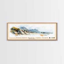 Load image into Gallery viewer, Boulders Beach, Cape Town, South Africa Watercolor Print, Vacation Gift, South Africa Wall Art, Beach Painting, Beach Decor, Large Wall Art, Wood Frame Art
