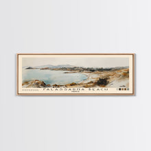 Load image into Gallery viewer, Falassarna Beach, Greece Watercolor Print, Vacation Gift, Greece Wall Art, Beach Painting, Beach Decor, Large Wall Art, Wood Frame Art
