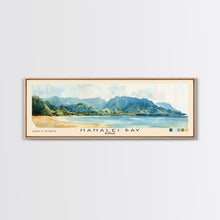 Cargar imagen en el visor de la galería, Hanalei Bay, Hawaii Watercolor Beach Print, Vacation Gift, Hawaii Wall Art, Framed Canvas Print, Framed Beach Painting
