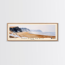 Cargar imagen en el visor de la galería, Hofsós Beach, Iceland Watercolor Beach Print, Vacation Gift, Iceland Wall Art, Framed Canvas Print, Framed Beach Painting
