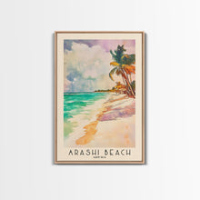 Carregar imagem no visualizador da galeria, Arashi Beach, Aruba Watercolor Beach Print, Vacation Gift, Aruba Wall Art, Framed Canvas Print, Framed Beach Painting
