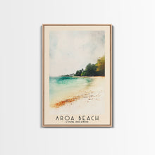 Load image into Gallery viewer, Aroa Beach, Cook Islands Watercolor Print, Vacation Gift, Cook Islands Wall Art, Beach Painting, Beach Decor, Large Wall Art, Wood Frame Art
