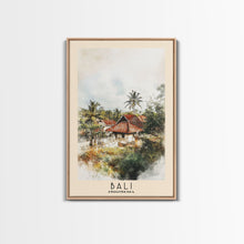 Load image into Gallery viewer, Bali, Indonesia Watercolor Print, Vacation Gift, Indonesia Wall Art, Beach Painting, Beach Decor, Large Wall Art, Wood Frame Art
