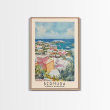 Load image into Gallery viewer, Bermuda, United Kingdom Watercolor Beach Print, Vacation Gift, United Kingdom Wall Art, Framed Canvas Print, Framed Beach Painting
