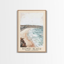 Load image into Gallery viewer, Bondi Beach, Sydney, Australia Watercolor Print, Vacation Gift, Sydney, Australia Wall Art, Beach Painting, Beach Decor, Large Wall Art, Wood Frame Art
