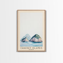 Cargar imagen en el visor de la galería, Chausey Islands, France Watercolor Beach Print, Vacation Gift, France Wall Art, Framed Canvas Print, Framed Beach Painting
