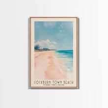 Cargar imagen en el visor de la galería, Cockburn Town Beach, Turks and Caicos Watercolor Beach Print, Vacation Gift, Turks and Caicos Wall Art, Framed Canvas Print, Framed Beach Painting

