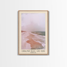 Load image into Gallery viewer, Curralinho Beach, Cape Verde, Senegal Watercolor Print, Vacation Gift, Senegal Wall Art, Beach Painting, Beach Decor, Large Wall Art, Wood Frame Art
