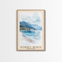 Load image into Gallery viewer, Dobrec Beach, Montenegro Watercolor Beach Print, Vacation Gift, Montenegro Wall Art, Beach Painting, Beach Decor, Beach Painting

