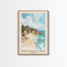 Load image into Gallery viewer, Dunn’s River Falls Beach, Jamaica Watercolor Print, Vacation Gift, Jamaica Wall Art, Beach Painting, Beach Decor, Large Wall Art, Wood Frame Art
