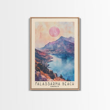 Load image into Gallery viewer, Falassarna Beach, Greece Watercolor Print, Vacation Gift, Greece Wall Art, Beach Painting, Beach Decor, Large Wall Art, Wood Frame Art
