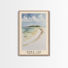 Load image into Gallery viewer, Gibbs Cay, Turks and Caicos Watercolor Beach Print, Vacation Gift, Turks and Caicos Wall Art, Framed Canvas Print, Framed Beach Painting
