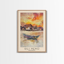 Load image into Gallery viewer, Gili Meno, Indonesia Watercolor Print, Vacation Gift, Indonesia Wall Art, Beach Painting, Beach Decor, Large Wall Art, Wood Frame Art
