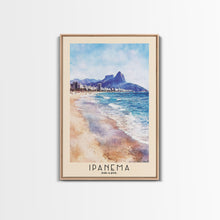 Load image into Gallery viewer, Ipanema, Brazil Watercolor Print, Vacation Gift, Brazil Wall Art, Beach Painting, Beach Decor, Large Wall Art, Wood Frame Art
