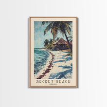 Load image into Gallery viewer, Secret Beach, Belize Watercolor Print, Vacation Gift, Belize Wall Art, Beach Painting, Beach Decor, Large Wall Art, Wood Frame Art

