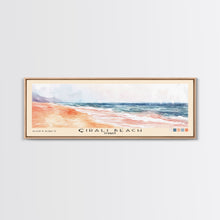 Load image into Gallery viewer, Çıralı Beach, Turkey Watercolor Print, Vacation Gift, Turkey Wall Art, Beach Painting, Beach Decor, Large Wall Art, Wood Frame Art

